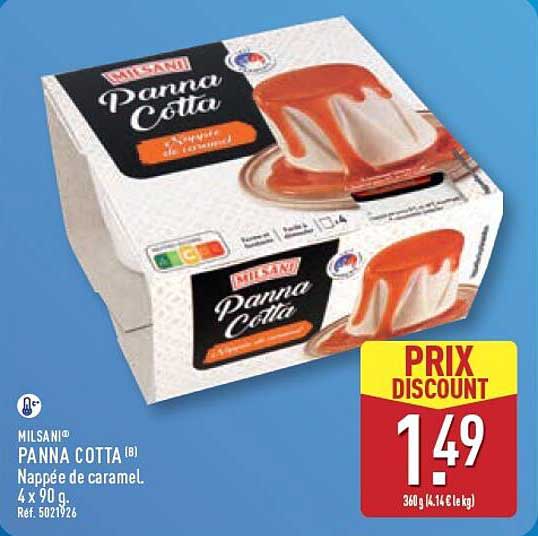 MILSANI PANNA COTTA (B) Nappé de caramel. 4 x 90 g. Ref. 5021926