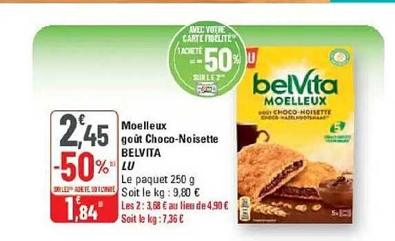 Moelleux goût Choco-Noisette BELVITA LU