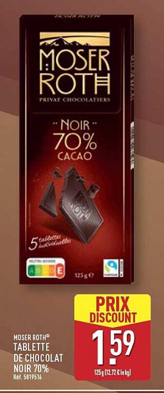 MOSER ROTH® TABLETTE DE CHOCOLAT NOIR 70%
