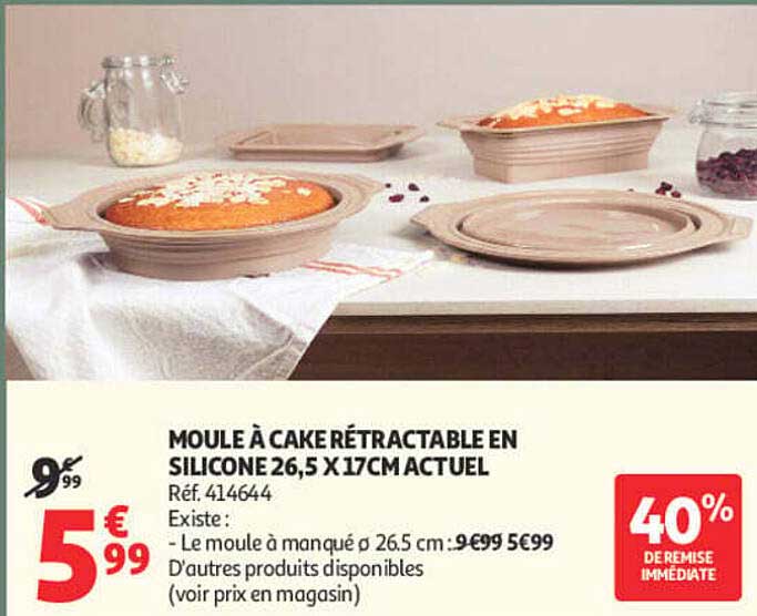 MOULE À CAKE RÉTRACTABLE EN SILICONE 26,5 X 17CM ACTUEL