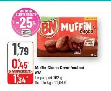 Muffin Choco Cœur fondant BN