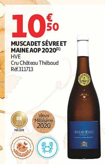 MUSCADET SÈVRE ET MAINE AOP 2020(1) HVE Cru Château Thébaud Réf.311713