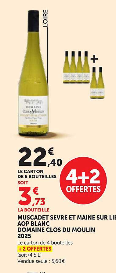 MUSCADET SEVRE ET MAINE SUR LIE AOP BLANC DOMAINE CLOS DU MOULIN 2025