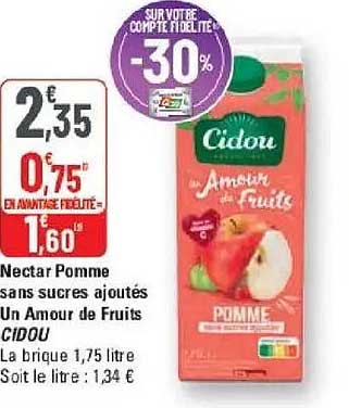 Nectar Pomme sans sucres ajoutés Un Amour de Fruits CIDOU