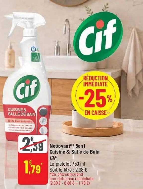 Nettoyant** 5en1 Cuisine & Salle de Bain CIF