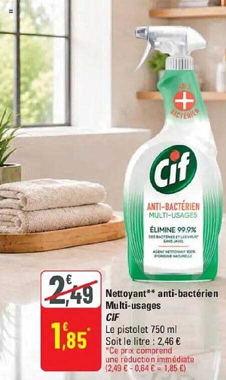 Nettoyant** anti-bactérien Multi-usages CIF Le pistolet 750 ml
