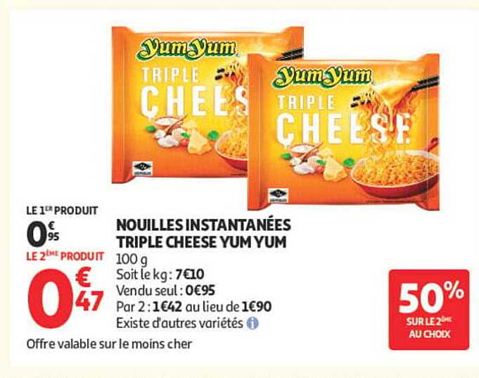 NOUILLES INSTANTANÉES TRIPLE CHEESE YUM YUM
