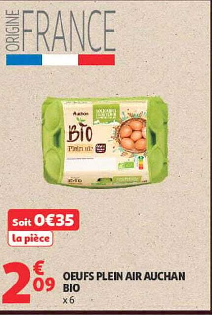 OEUFS PLEIN AIR AUCHAN BIO x 6