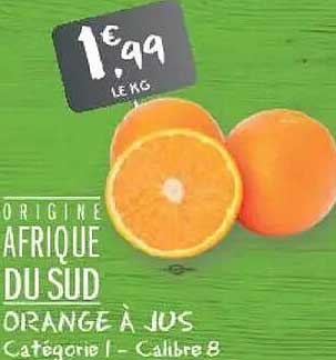 ORIGINE AFRIQUE DU SUD ORANGE A JUS Catégorie I - Calibre 8