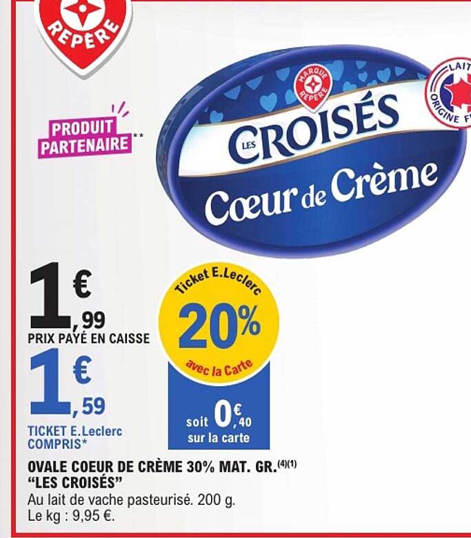 OVALE COEUR DE CRÈME 30% MAT. GR. “LES CROISÉS”