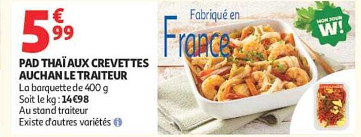 PAD THAÏ AUX CREVETTES AUCHAN LE TRAITEUR