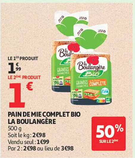 PAIN DE MIE COMPLET BIO LA BOULANGÈRE