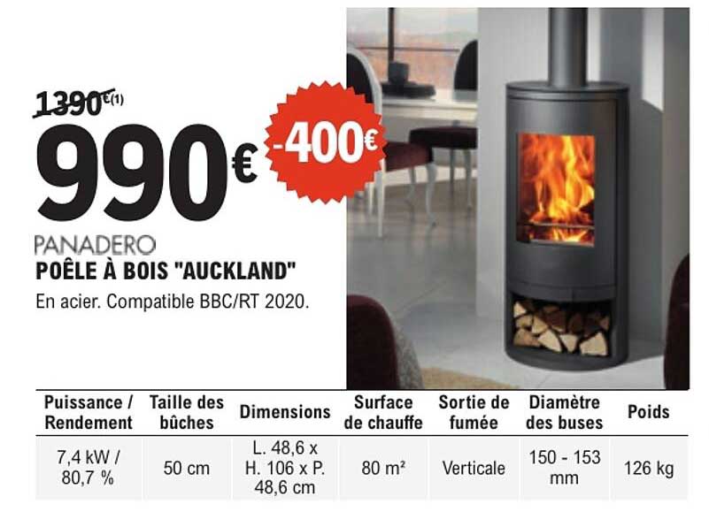 PANADERO POÊLE À BOIS "AUCKLAND"