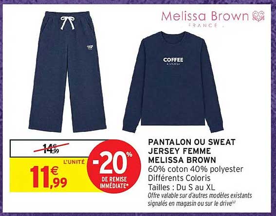 PANTALON OU SWEAT JERSEY FEMME MELISSA BROWN