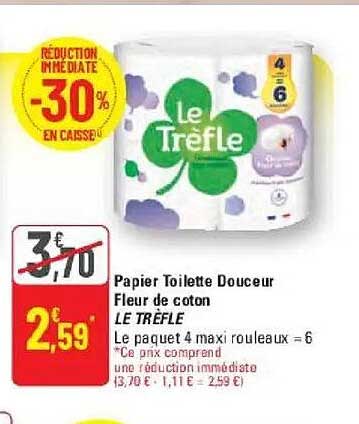 Papier Toilette Douceur Fleur de coton LE TRÈFLE