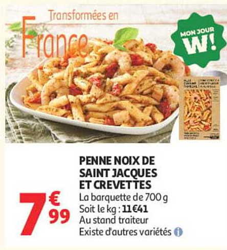 PENNE NOIX DE SAINT JACQUES ET CREVETTES