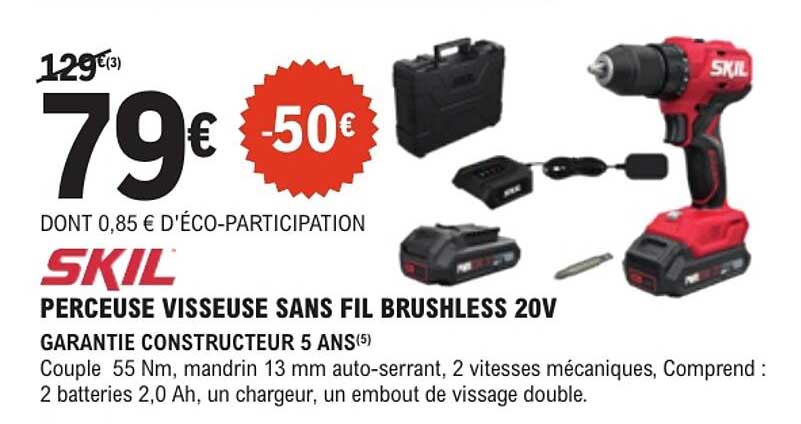 PERCEUSE VISSEUSE SANS FIL BRUSHLESS 20V