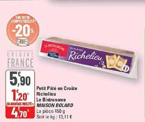 Petit Pâté en Croûte Richelieu Le Bistronome MAISON BOLARD