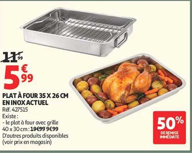 PLAT À FOUR 35 X 26 CM EN INOX ACTUEL