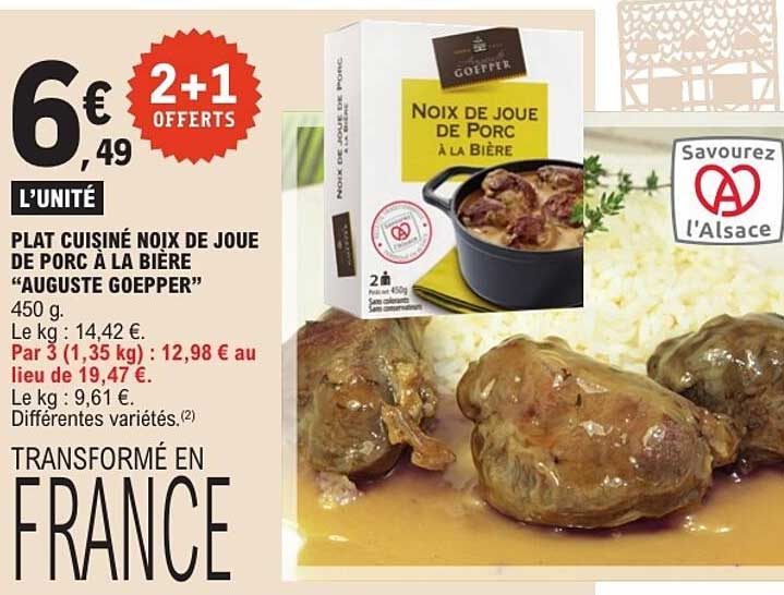 PLAT CUISINÉ NOIX DE JOUE DE PORC À LA BIÈRE “AUGUSTE GOEPPER”