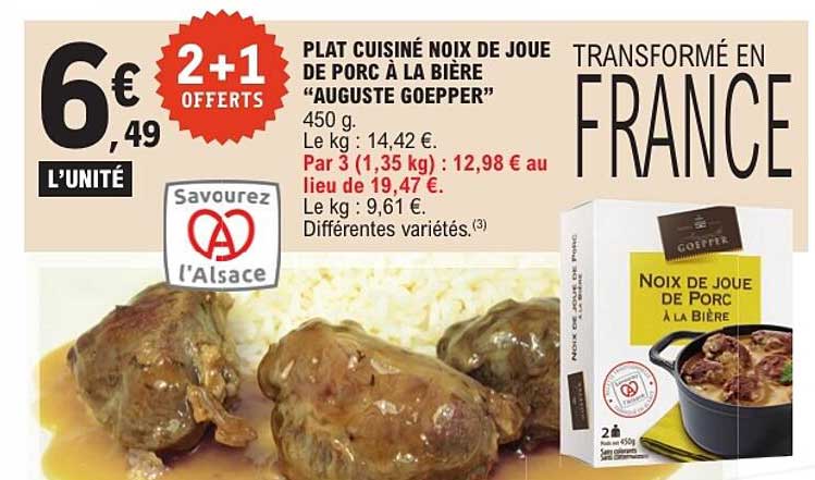 PLAT CUISINÉ NOIX DE JOUE DE PORC À LA BIÈRE “AUGUSTE GOEPPR”