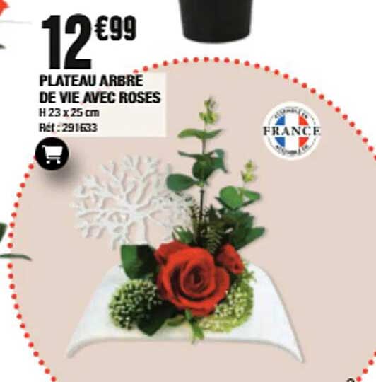 PLATEAU ARBRE DE VIE AVEC ROSES