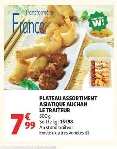 PLATEAU ASSORTIMENT ASIATIQUE AUCHAN LE TRAITEUR