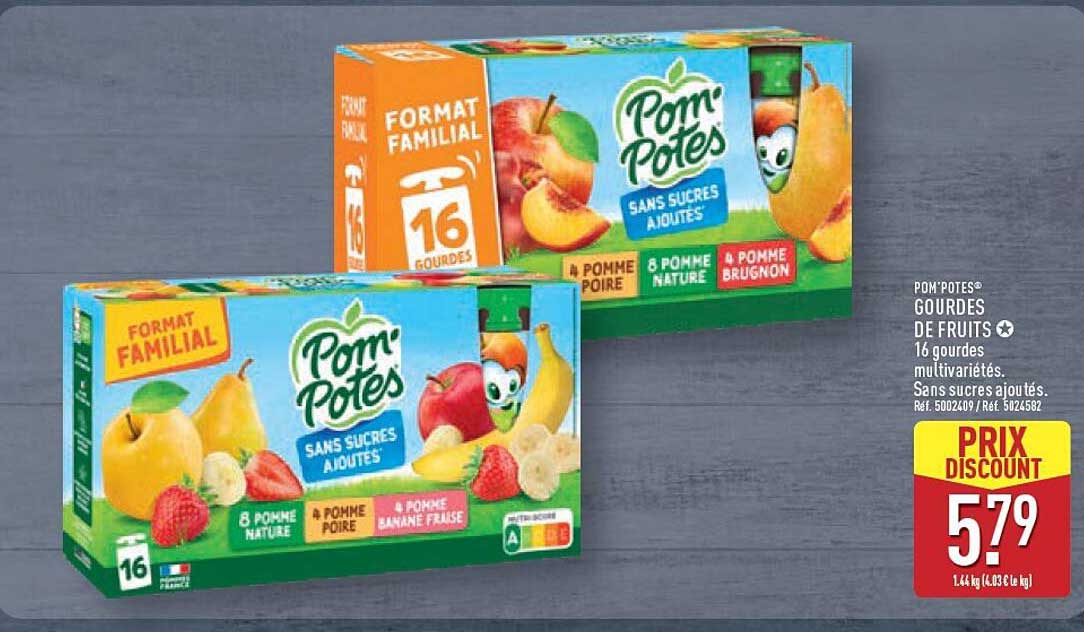 POM'POTES® GOURDES DE FRUITS ★ 16 gourdes multivariétés. Sans sucres ajoutés. Réf. 5002609 / Réf. 5024582