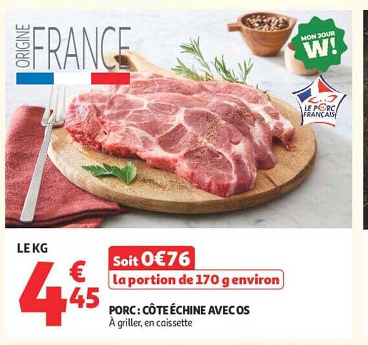 PORC : CÔTE ÉCHINE AVEC OS