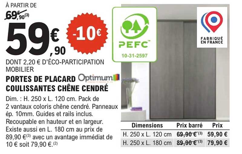 PORTES DE PLACARD COULISSANTES CHÊNE CENDRÉ