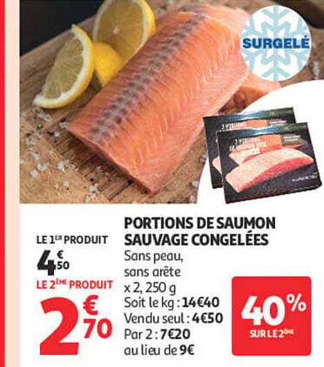 PORTIONS DE SAUMON SAUVAGE CONGELÉES