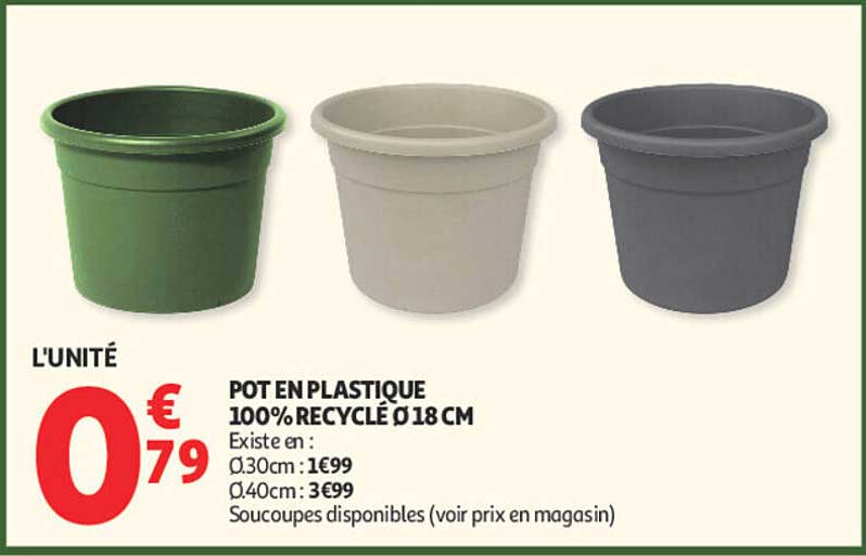 POT EN PLASTIQUE 100% RECYCLÉ Ø18 CM