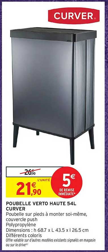 POUBELLE VERTO HAUTE 54L CURVER