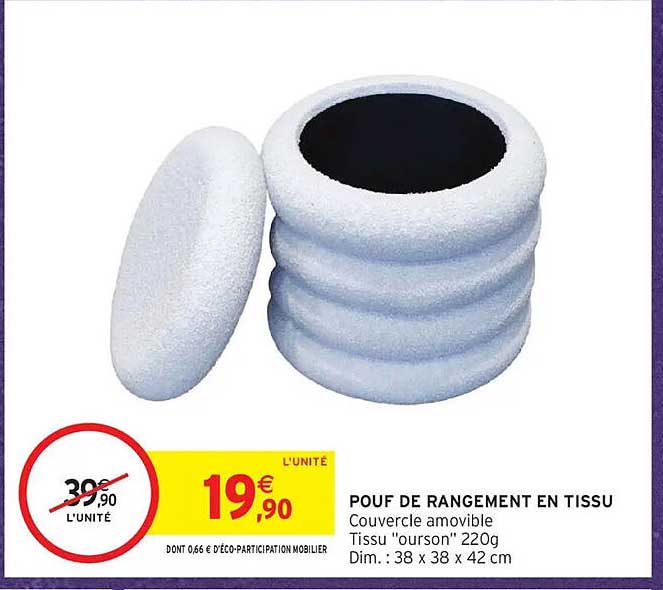 POUF DE RANGEMENT EN TISSU