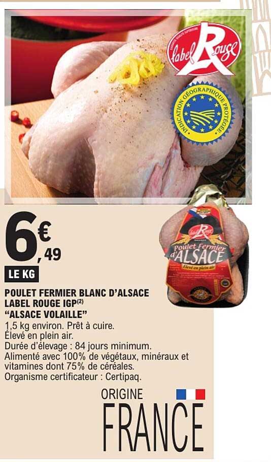 POULET FERMIER BLANC D’ALSACE LABEL ROUGE IGP « ALSACE VOLAILLE »