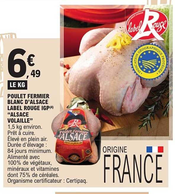 POULET FERMIER BLANC D'ALSACE LABEL ROUGE IGP “ALSACE VOLAILLE”