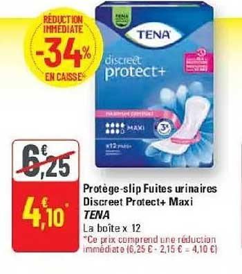 Protège-slip Fuites urinaires Discreet Protect+ Maxi TENA