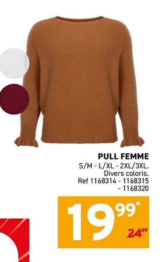 PULL FEMME S/M - L/XL - 2XL/3XL. Divers coloris. Ref 1168314 - 1168315 - 1168320