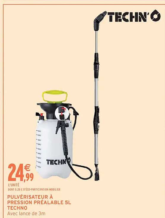 PULVÉRISATEUR À PRESSION PRÉALABLE 5L TECHNO