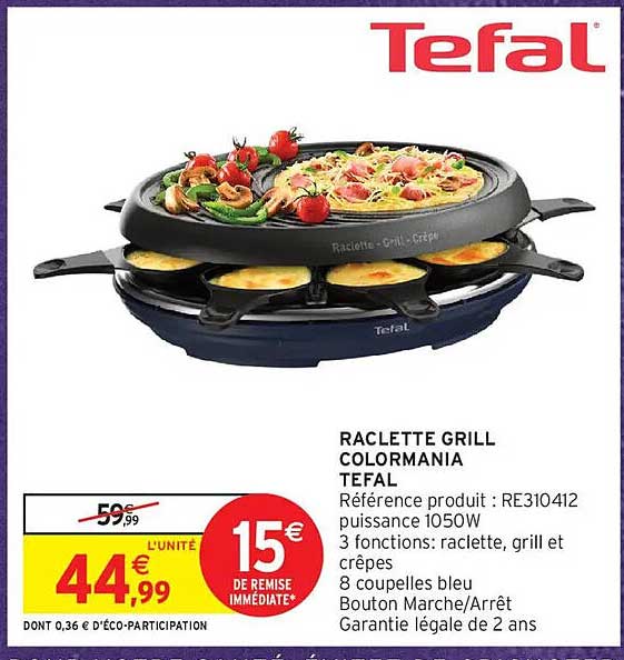 RACLETTE GRILL COLORMANIA TEFAL