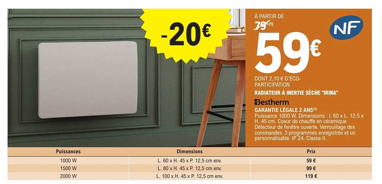 RADIATEUR À INERTIE SÈCHE "IRINA"
