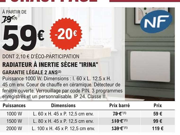RADIATEUR À INERTIE SÈCHE "IRINA"