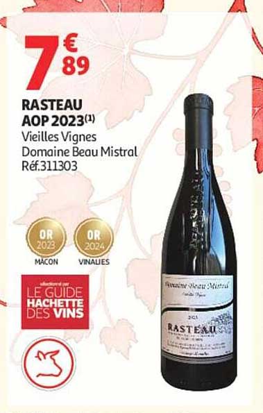 RASTEAU AOP 2023(1) Vieilles Vignes Domaine Bequ Mistral Réf.311303