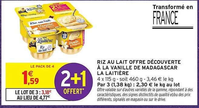 RIZ AU LAIT OFFRE DÉCOUVERTE À LA VANILLE DE MADAGASCAR LA LAITIÈRE