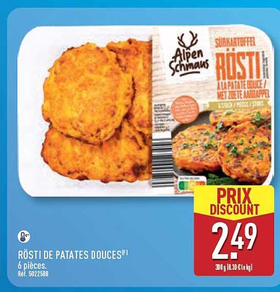 RÖSTI DE PATATES DOUCES (F) 6 pièces.