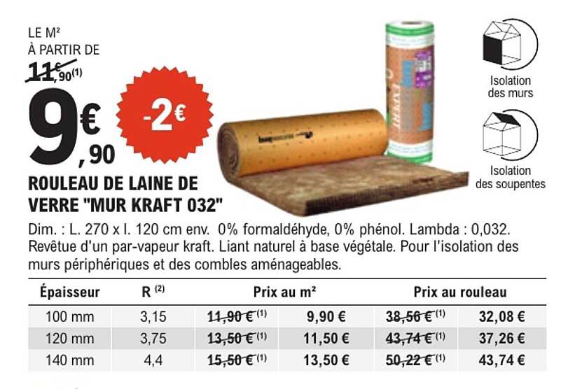 ROULEAU DE LAINE DE VERRE "MUR KRAFT 032"