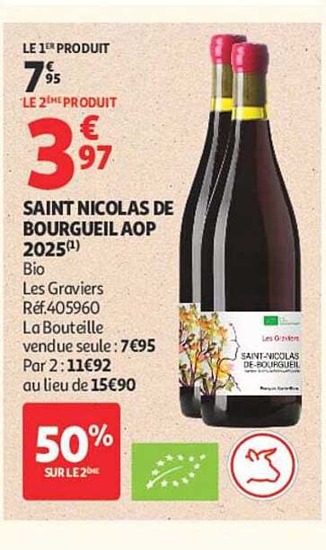 SAINT NICOLAS DE BOURGUEIL AOP 2025(1) Bio Les Graviers Réf.405960