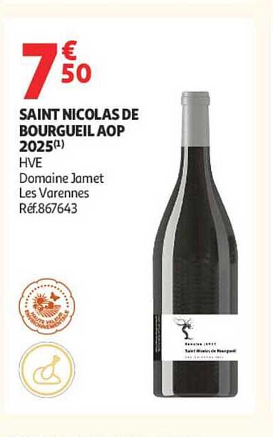 SAINT NICOLAS DE BOURGUEIL AOP 2025(1) HVE Domaine Jamet Les Varennes Ref.867643