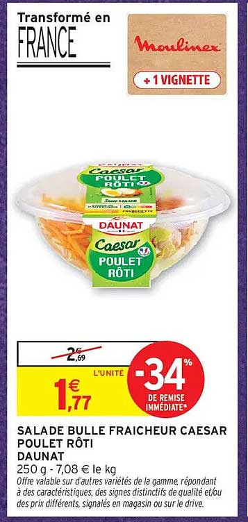 SALADE BULLE FRAICHEUR CAESAR POULET RÔTI DAUNAT