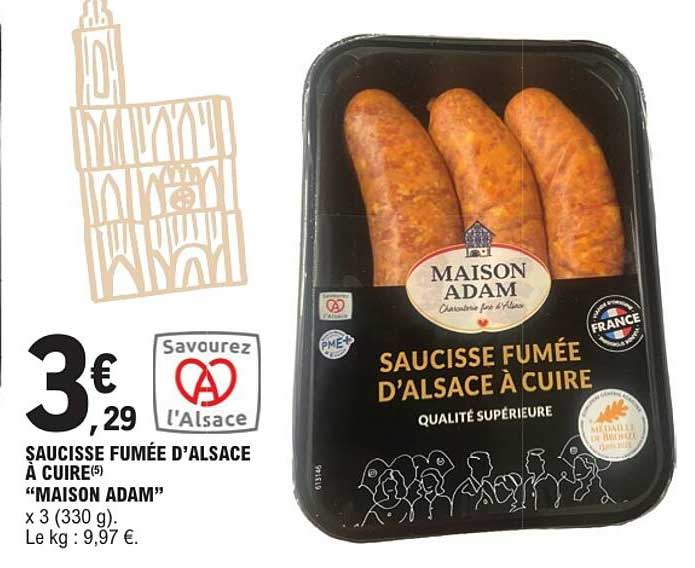 SAUCISSE FUMÉE D'ALSACE À CUIRE(5) "MAISON ADAM"